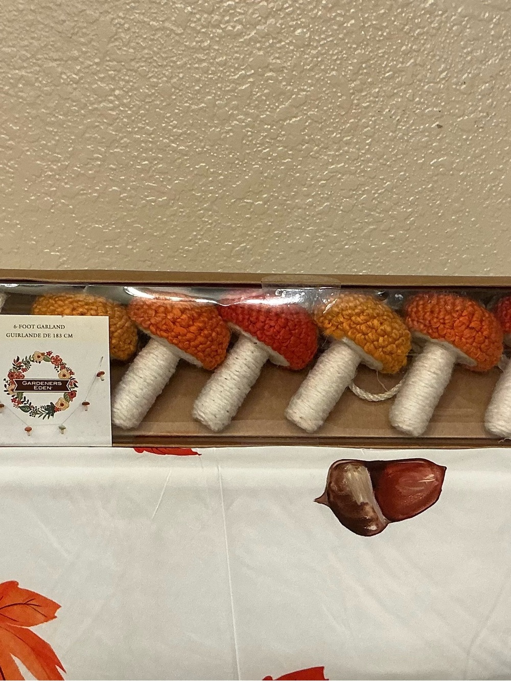 Crocheted Mushroom Garland in Shades of Orange. Unique.